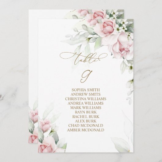 Blush & Eukalyptus Tischnummer 9 Sitzplakette (Vorne/Hinten)