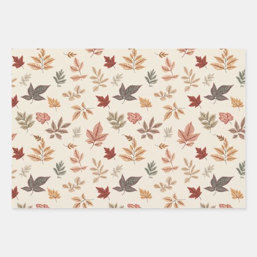 Blush Fall Leaves Pattern  Geschenkpapier Set (Vorderseite)