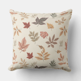 Blush Fall Leaves Pattern Throw Pillow Kissen
