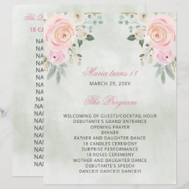 Blush Floral 18 Candles and Roses Ceremony Program