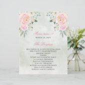Blush Floral 18 Kerzen und Rose Zeremonie Programm (Stehend Vorderseite)