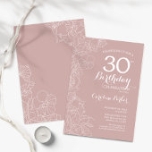 Blush Floral 30. Geburtstag Party Einladung