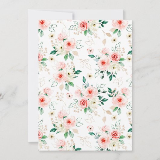 Blush Floral 4 Foto Hochzeit Speichern Sie die Dat Einladung (Rückseite)