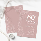Blush Floral 60. Geburtstagsparty Einladung