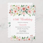 Blush Floral 65. Geburtstag Einladung (Vorne/Hinten)
