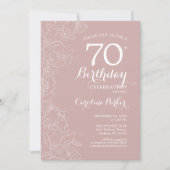 Blush Floral 70. Geburtstagsparty Einladung (Vorderseite)