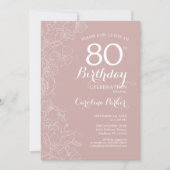 Blush Floral 80. Geburtstagsparty Einladung (Vorderseite)