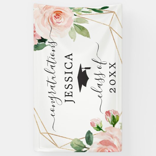 Blush Floral Abschluss Banner (Vertikal)