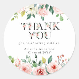 Blush Floral Abschluss Vielen Dank Sticker