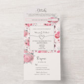 Blush Floral All-in-One Hochzeitsempfang All In One Einladung (Innen Boden)