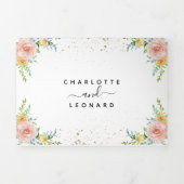 Blush Floral and gold Wedding Dreifach Gefaltete Einladung (Cover)