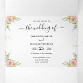 Blush Floral and gold Wedding Dreifach Gefaltete Einladung (Innenseite Mitte)
