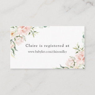 Blush Floral and Greenerity Baby Shower Registry Begleitkarte