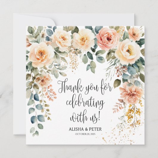 Blush Floral Aquarellwoche Danke Karte (Vorderseite)