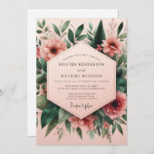 Blush Floral Assemblage Wedding Einladung (Vorne/Hinten)