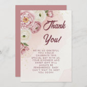 Blush Floral Baby Dusche Danke Karte (Vorne/Hinten)