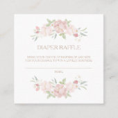Blush Floral Baby Dusche Windeln Raffekarte Quadratische Visitenkarte (Vorderseite)