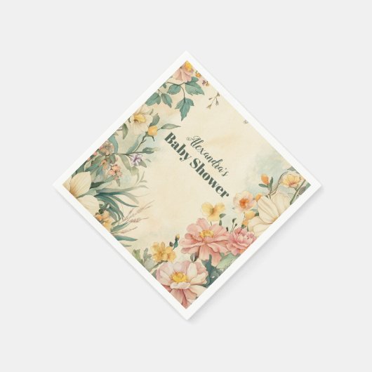Blush Floral Baby in Bloom Baby Dusche Serviette (Ecke)