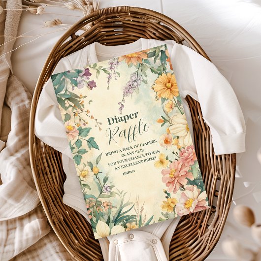 Blush Floral Baby in Bloom Diapper Raffle Begleitkarte