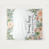 Blush Floral Baby Shower Fotobox Wandteppich (Vorderseite (Horizontal))