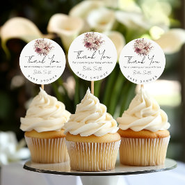 Blush Floral Baby Shower Thank You Runder Aufkleber