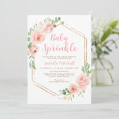 Blush Floral Baby Sprinkle Einladung (Stehend Vorderseite)