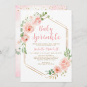 Blush Floral Baby Sprinkle Einladung (Vorne/Hinten)