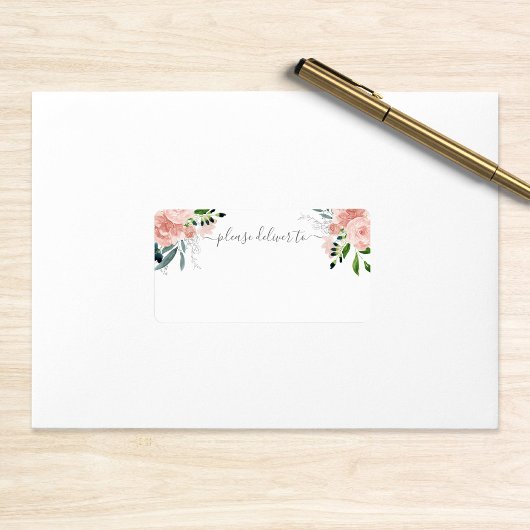Blush Floral Bitte zum Hochzeitsfeiern liefern Adressaufkleber