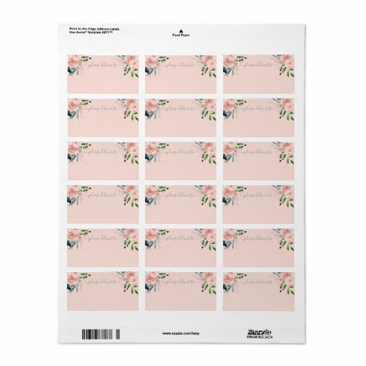 Blush Floral Bitte zum Hochzeitslabel liefern Adressaufkleber (Vorne)