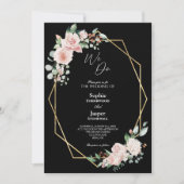 Blush Floral Black Einfach wir Hochzeit tun Einladung (Vorderseite)