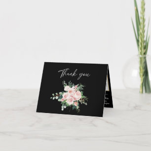 Blush Floral Black Hochzeit geklappt Danke Karte