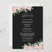 Blush Floral Black Simple Monogram Details Hochzei Einladung (Rückseite)