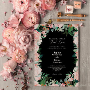 Blush Floral Black Simple Nothing Extravagant Wedd Einladung