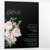 Blush Floral Black Tri-Fold Hochzeit Einladung (Innen Erste Seite)