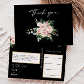 Blush Floral Black Wedding Danke Postcard Postkarte
