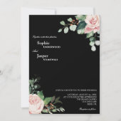Blush Floral Black Wedding Einladung (Vorderseite)