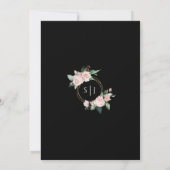 Blush Floral Black Wedding Einladung (Rückseite)