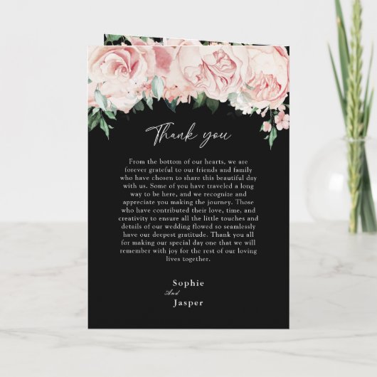 Blush Floral Black Wedding Folding Programm (Rückseite)