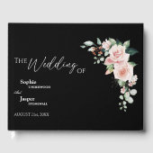 Blush Floral Black Wedding Guest Book Gästebuch (Vorderseite)