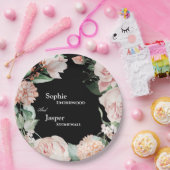 Blush Floral Black Wedding Pappteller (Party)