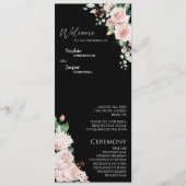 Blush Floral Black Wedding Programm (Vorderseite)