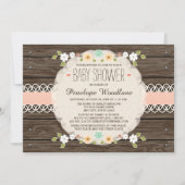 BLUSH FLORAL BOHO BABY ZEIGT INVITATIONEN EINLADUNG (Vorderseite)