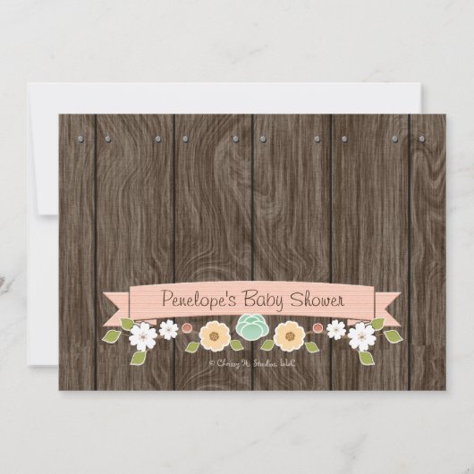 BLUSH FLORAL BOHO BABY ZEIGT INVITATIONEN EINLADUNG (Rückseite)