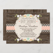 BLUSH FLORAL BOHO BABY ZEIGT INVITATIONEN EINLADUNG (Vorne/Hinten)