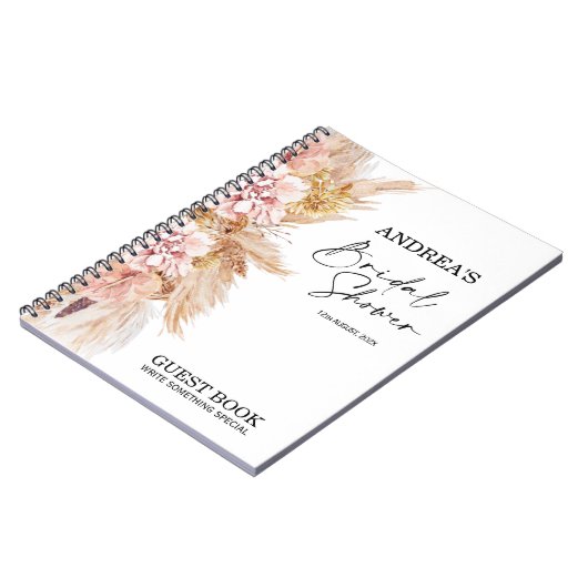Blush Floral Boho Brautparty Guest Notebook Notizblock (Linke Seite)