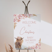 Blush Floral Boho Highland Kuh Calf Baby Dusche Poster