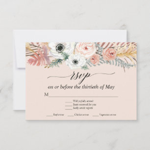 Blush Floral Boho Pampas Gras Tropische Palme RSVP Karte