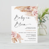 Blush Floral Boho Pampas Grass Baby in Blüte Einladung (Stehend Vorderseite)