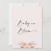 Blush Floral Boho Pampas Grass Baby in Blüte Einladung (Rückseite)