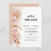 Blush Floral Boho Pampas Grass Save the Date Karte (Vorne/Hinten)
